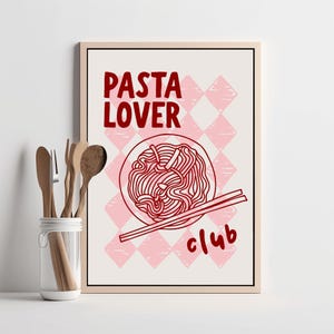 Pasta Lovers Club Print: Italian Food Kitchen Wall Art (Digital Download