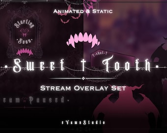 Sweet Tooth Gothic Vampire Stream Overlay Set | Animated + Static Scenes (Digital Download)