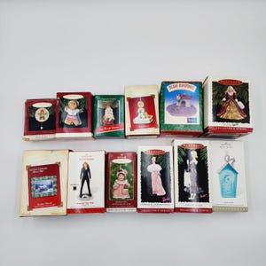 Hallmark Assorted Christmas Ornaments Lot of 12 Barbie Pooh Mistletoe Miss