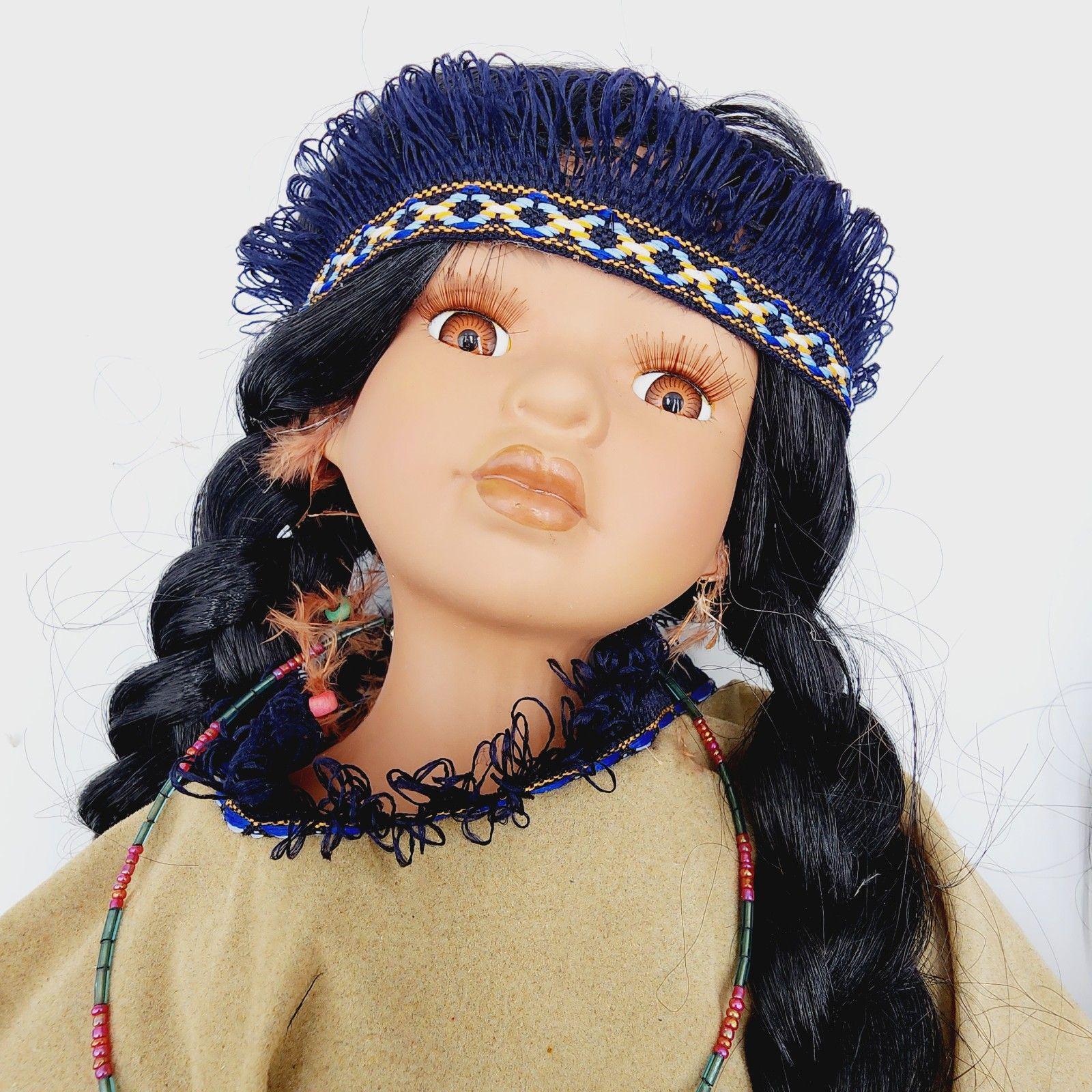 JA Designs Native American Hand Painted Porcelain Doll From