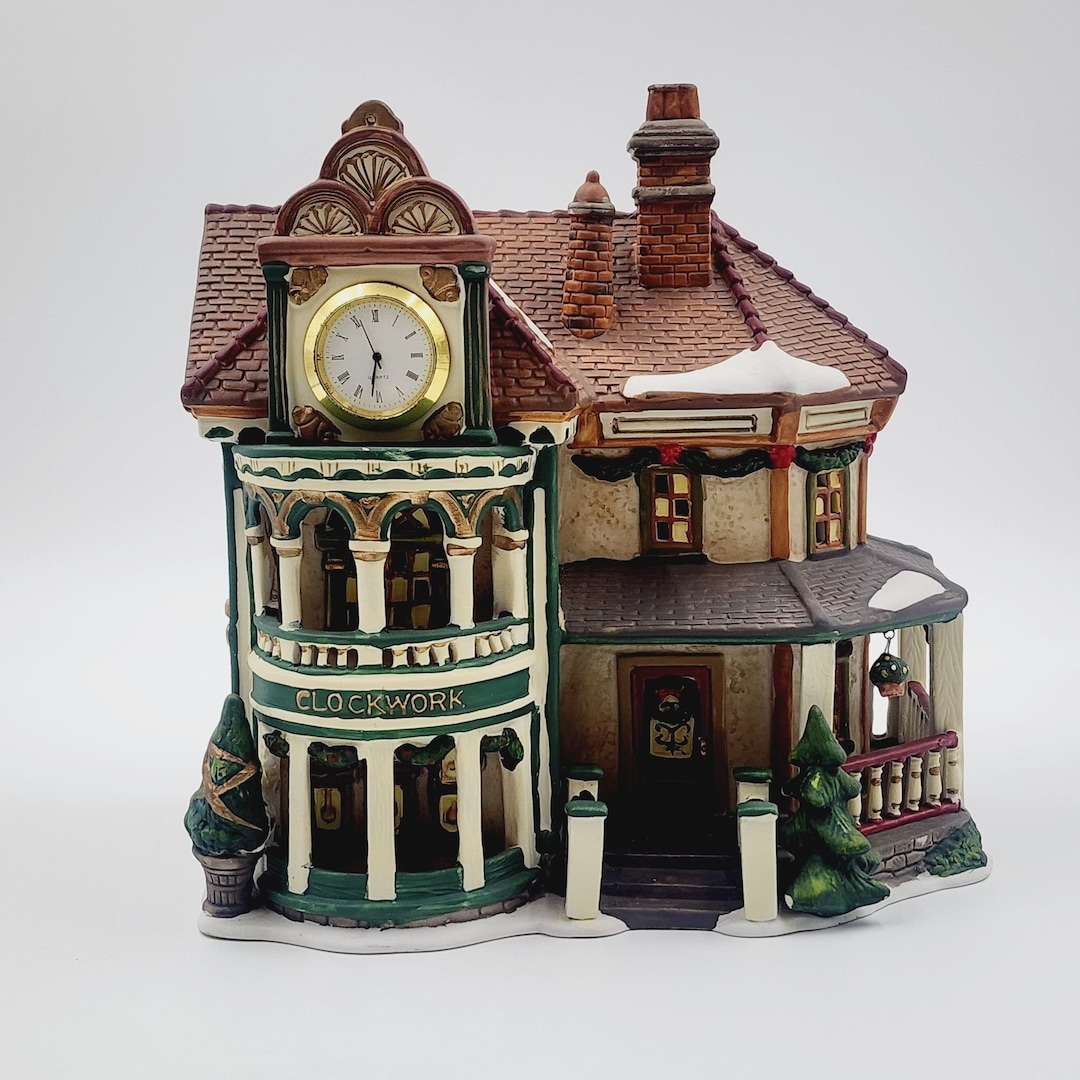 Santa's Workbench Tick Tock Clock Shop Christmas Village Porcelain