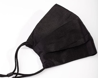 Pleated Satin SILK Face Mask, Handmade, Reusable, Washable, Adjustable, Acne Free - Made in AU