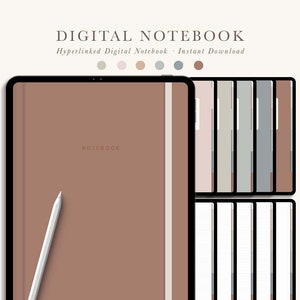 Cuaderno digital con hipervínculos para iPad y tableta / Cuaderno digital de 5 pestañas / Diario digital / Goodnotes / Notability /