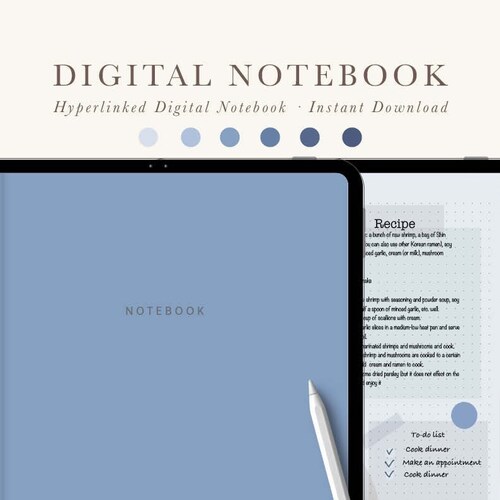 Digital Hyperlinked Notebook for Ipad and Tablet 5 Tabs Etsy