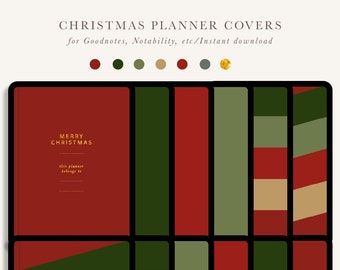 Digital Christmas Planner Cover for Goodnotes and Notability |  12 options | Instant Download | US Letter | Digital bullet journal