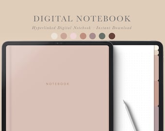 Digital Hyperlinked Notebook for Ipad and Tablet | 5 Tabs DIgital Notebook | Digital Bullet Journal | Goodnotes | Notability