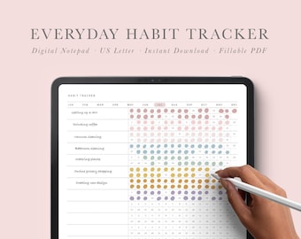Digital Habit Tracker für IPad und Tablet | Routine-Generator | Digitaler Notizblock | Ausfüllbares PDF | US Letter | Sofortdownload | Selbstfürsorge