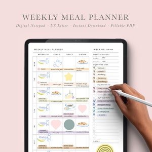 Digital Weekly Meal Planner on a Budget Meal Planner With | Etsy