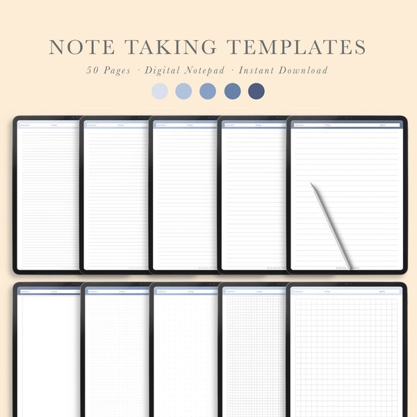 50 plantillas digitales para tomar notas para estudiantes / Digital Bullet Journal / Goodnotes, Notesshelf, Notability / Notes for Ipad and Tablets