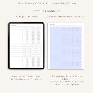 Digital Habit Tracker für iPad und Tablet | Routine-Generator | Digitaler Notizblock | Ausfüllbares PDF | US Letter | Sofortdownload | Selbstfürsorge Bild 2