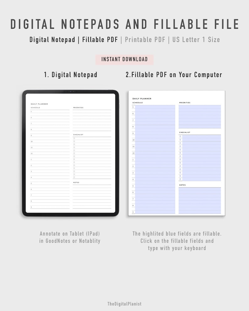 Daily Planner for Goodnotes, Notability or Other Apps Where You Can ...