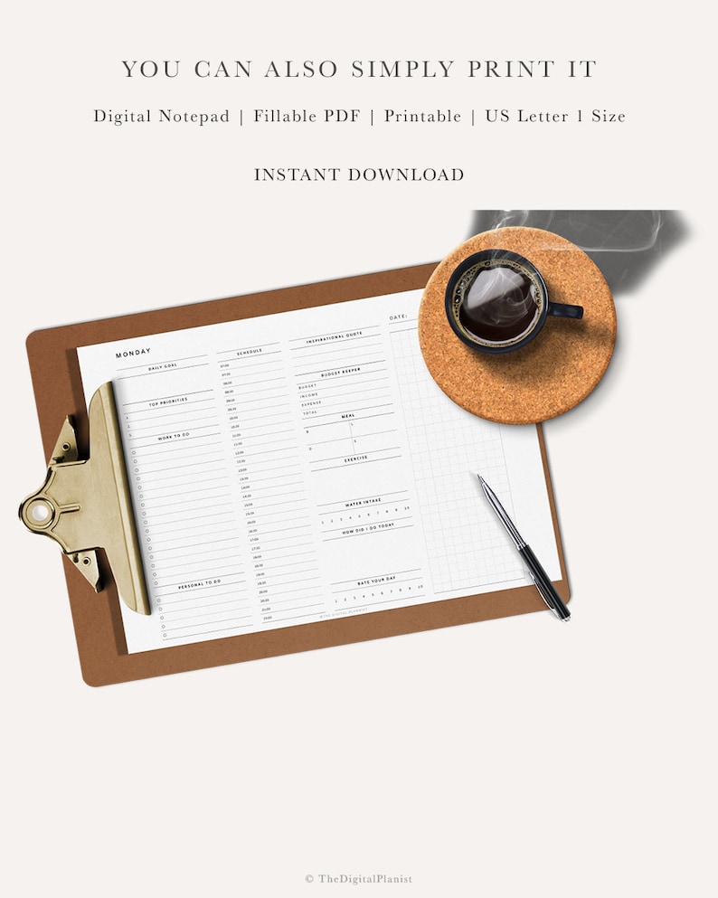 Daily Planner for Work and Life 7 Day Daily Schedule Etsy