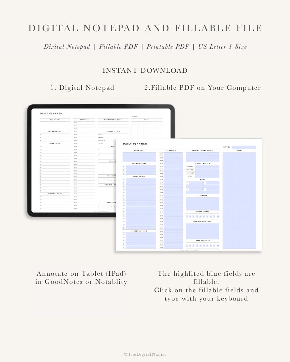 Daily Planner for Work and Life 7 Day Daily Schedule Etsy