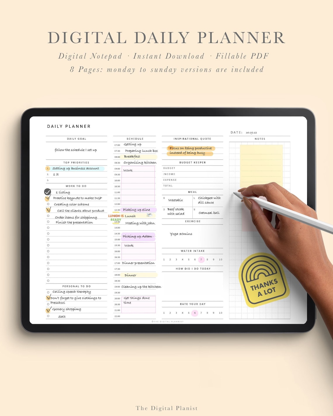 Daily Planner for Work and Life 7 Day Daily Schedule - Etsy