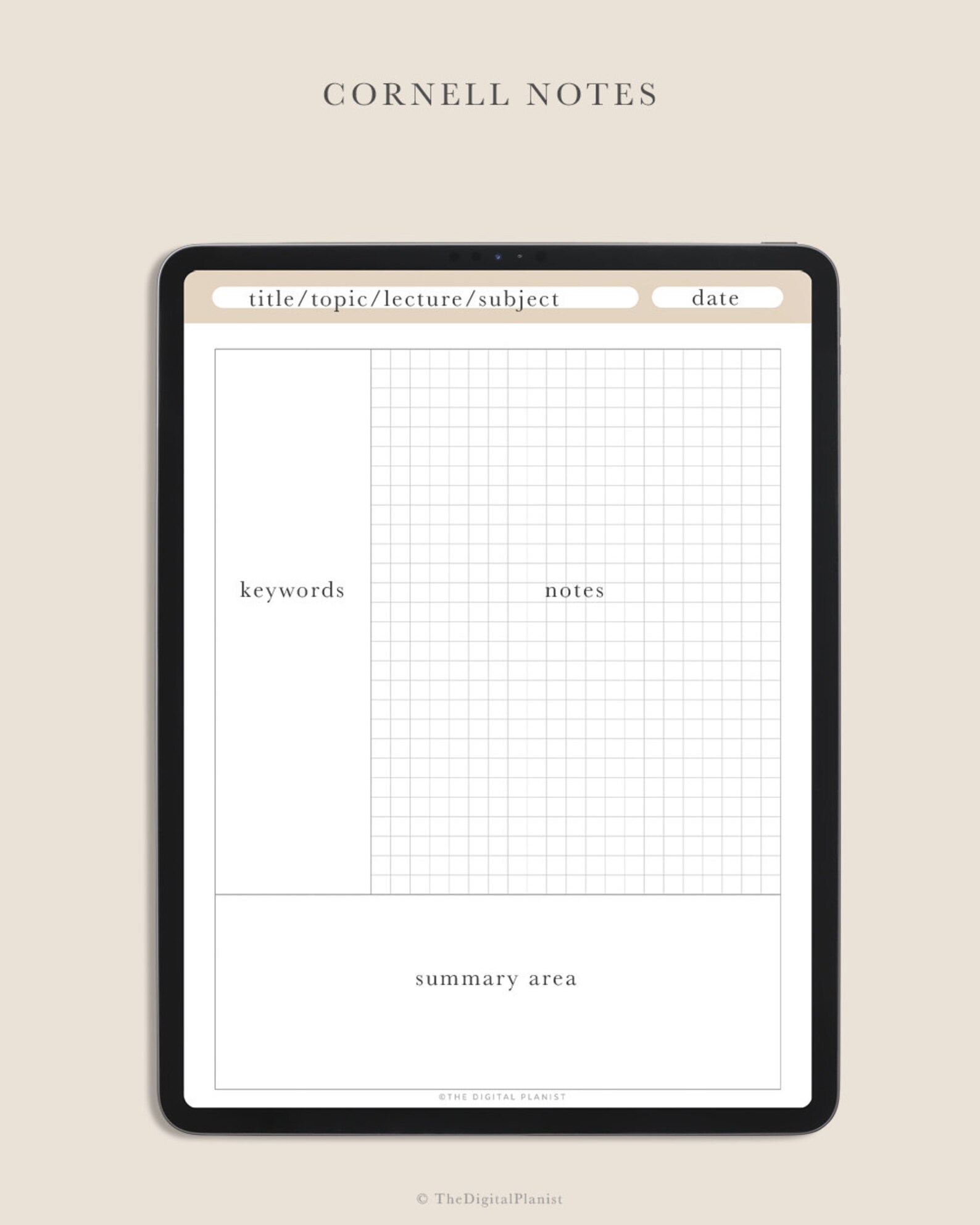 Digital Cornell Notes Templates for iPad and Tablet | Note Taking ...