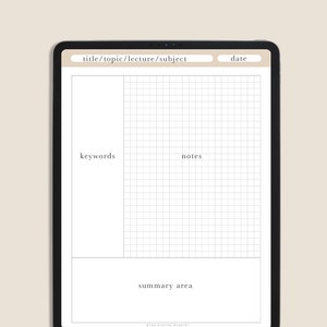 Digital Cornell Notes Templates for iPad and Tablet | Note Taking ...