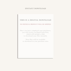 May include: A digital download notice with the text "This is a digital download. No physical product will be shipped."  The text explains that after purchasing, a link to download the files will be sent to the buyer's email address.