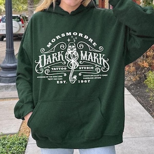 Dark Mark Hoodie UNISEX Dark Mark Tattoo Sweatshirt Dark Arts Shirt Malfoy Clothes Bookish Merch Pottery Hoodie Universal Vacation