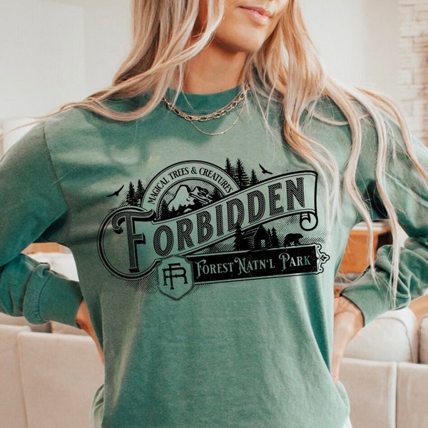 Forbidden Forest Longsleeve Tee Comfort Colors® Potter Long Sleeve Subtle HP Shirt Bookish Merch Matching Universal Vacation Pottery T Shirt