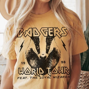 Badgers World Tour Tee UNISEX Comfort Colors® Vintage Band Shirt Yellow House Shirt Pottery Universal Vacation HP Top Potter Bookish Merch