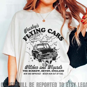 NEW! Weasley's Flying Car Shirt Vintage Weasley Shirt Book Merch Bookish Aesthetic HP Potter Shirt Universal Theme Park Tee Book Lover Gift