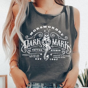 Dark Mark Tattoo Tank Top UNISEX Comfort Colors® Dark Wizard Top Malfoy Shirt Universal Vacation Pottery Shirt Subtle HP Shirt Bookish Merch