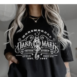 Dark Mark Tattoo Studio Tee Book T Shirt Potter Shirt Bookish Merch Malfoy Shirt Pottery Shirts Universal Vacation Shirts Dark Mark Shirt