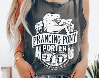 Prancing Pony Tank Top UNISEX Comfort Colors® Book Tok Shirt Bookish Merch Fandom Gifts Second Breakfast Top Reading Shirt Literary Tops