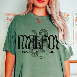 Malfoy Shirt Comfort Colors® Serpent Tshirt Green House Booktok Oversized T Shirt Potter Dracotok Universal Vacation HP Shirt Bookish Merch