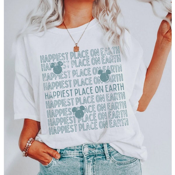 Distressed Graphic Happiest Place on Earth Shirt Mausohren Shirt Magical Place Shirts Themenpark Shirt Retro Urlaub Shirt Unisex Shirt