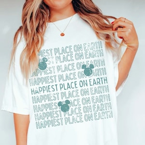 Comfort Colors® Distressed Graphic Happiest Place on Earth Shirt Mouse Ears Shirt Magical Place Shirt Unisex Retro Theme Park Vacation Shirt