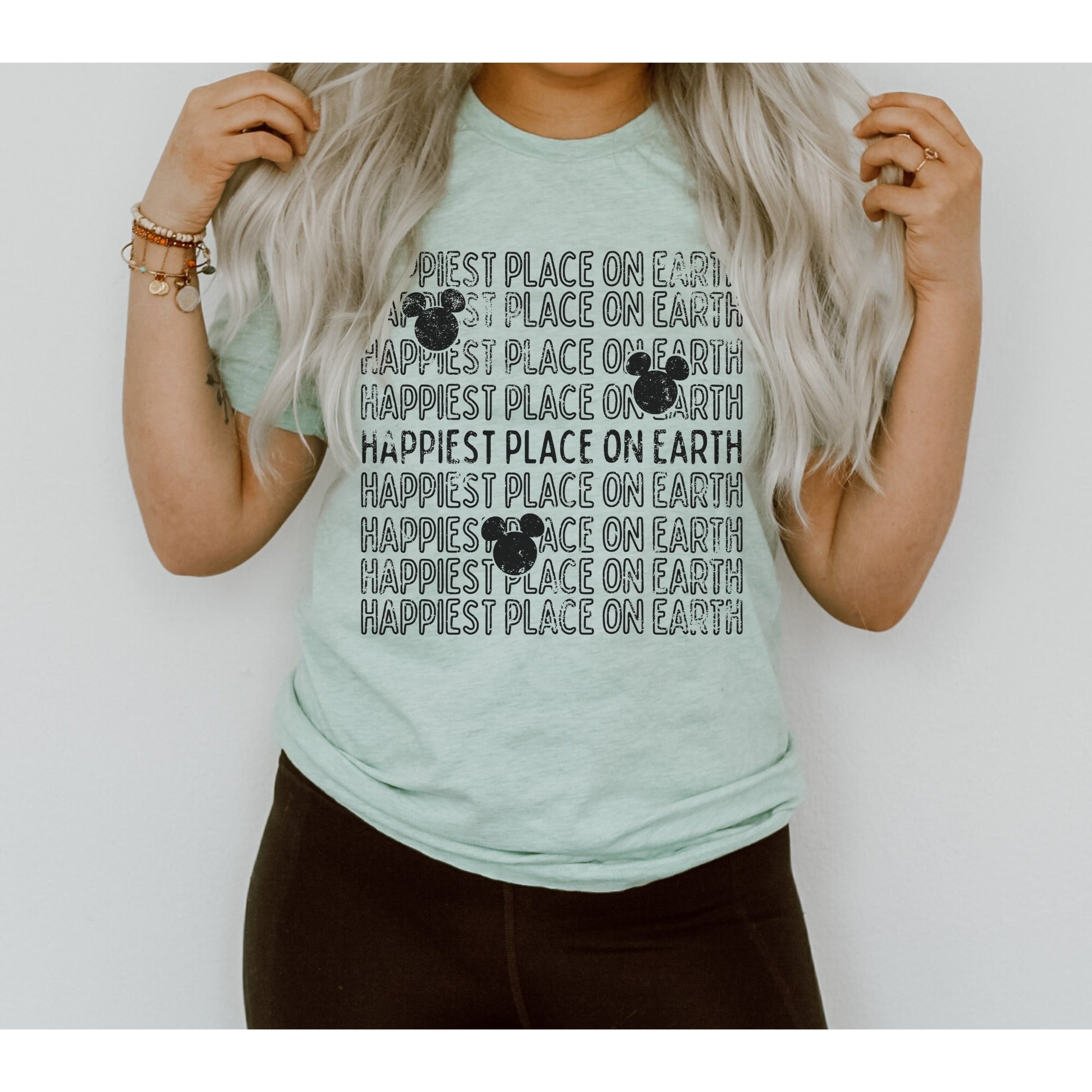 Distressed Graphic Happiest Place on Earth Shirt - Retro Mouse Ears Shirt