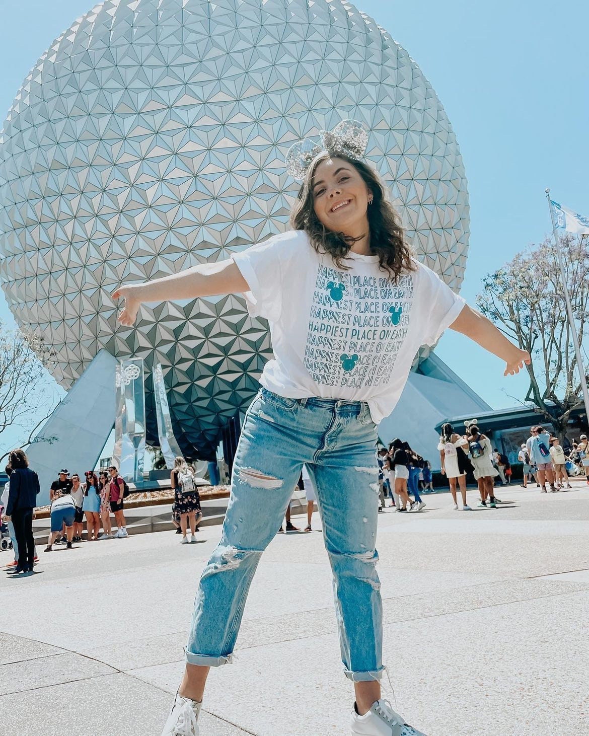 Distressed Graphic Happiest Place on Earth Shirt Mouse Ears Shirt