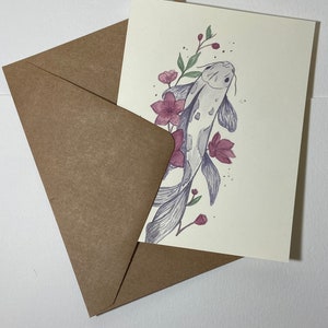 Pack of 2 koi fish greeting cards