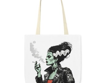 Bolsa de lona, La novia de Frankenstein, Diseño de monstruo, Regalo de Halloween, Bolso de hombro gótico, Bolso de mano único, Accesorios espeluznantes, Horror