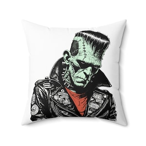 Frankenstein Inspired Horror Pillow, Alternative Decor, Home Accessories, Halloween Gift, Cozy Room Accent