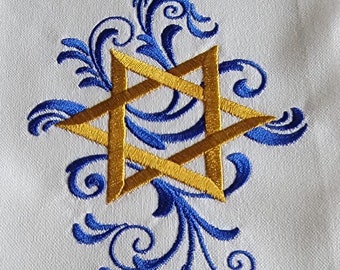 Embroidered Passover Tea Towels, Shabbat Passover Jewish Kitchen Linens, Jewish Holiday Decor