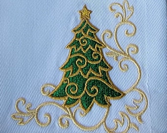 Elegant Holiday Napkin Set, Embroidered Dinner Napkins