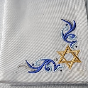 Elegant Hanukkah Embroidered Napkins