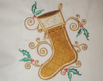 Decorative Christmas Throw Pillow, Embroidered Holiday Pillow