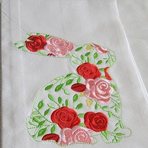 Roses and Rabbits Kitchen Towels - Spring Home Decor