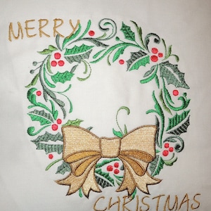 Christmas Pillow Cover,  Christmas Throw pillow, Christmas Decorative Pillow, Embroidered Xmas Pillow, Embroidered Holiday Pillow