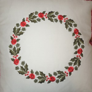 Christmas Throw Pillow Cover, Decorative Embroidered Xmas Pillow