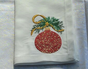 Stylish Embroidered Christmas Napkins - Seasonal Table Accents