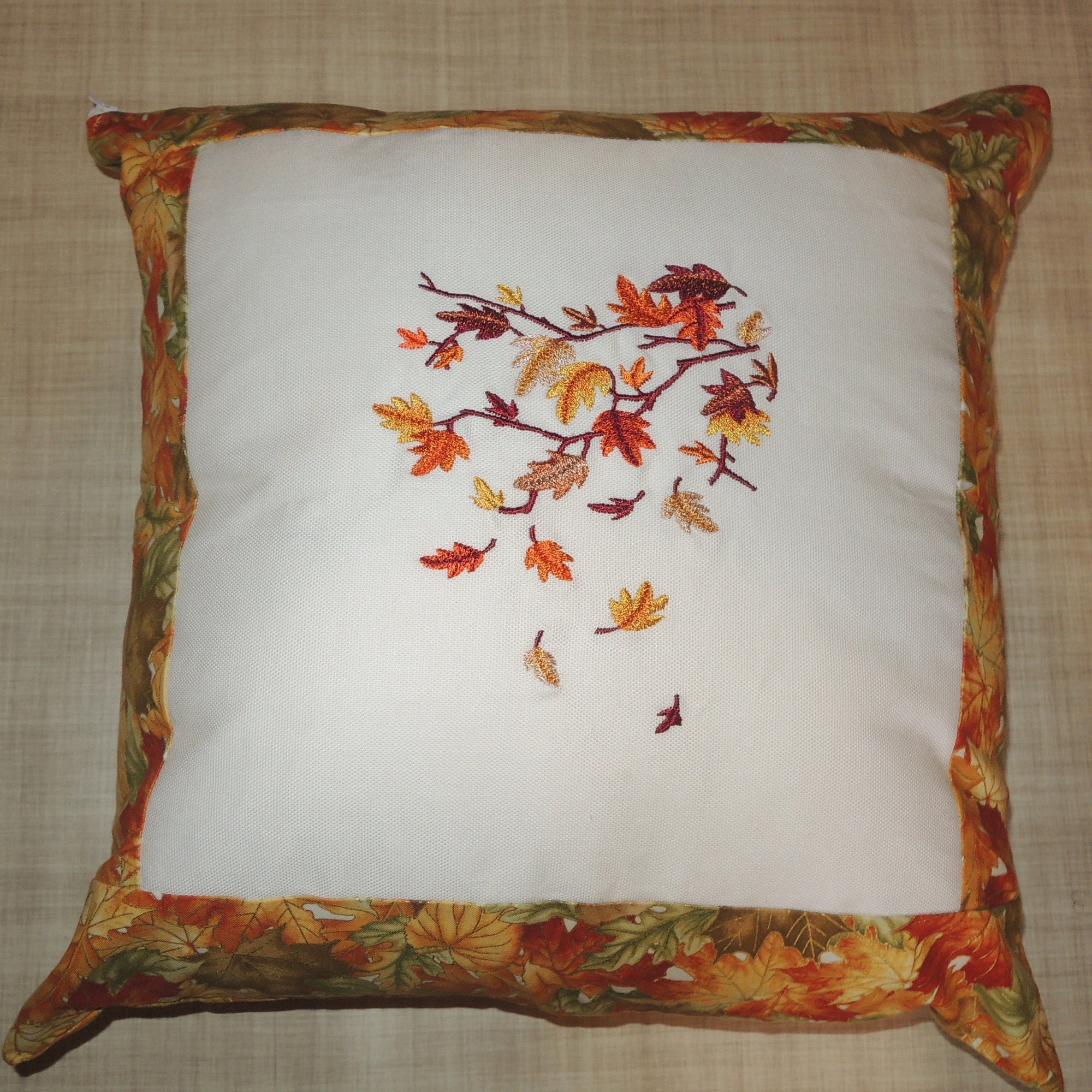 Fall Throw Pillow Cover Autumn Pillow Cover Embroidered Fall Etsy