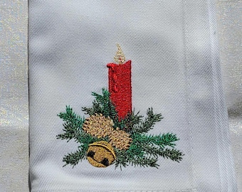 Festive Embroidered Christmas Napkins - Holiday Table Decor