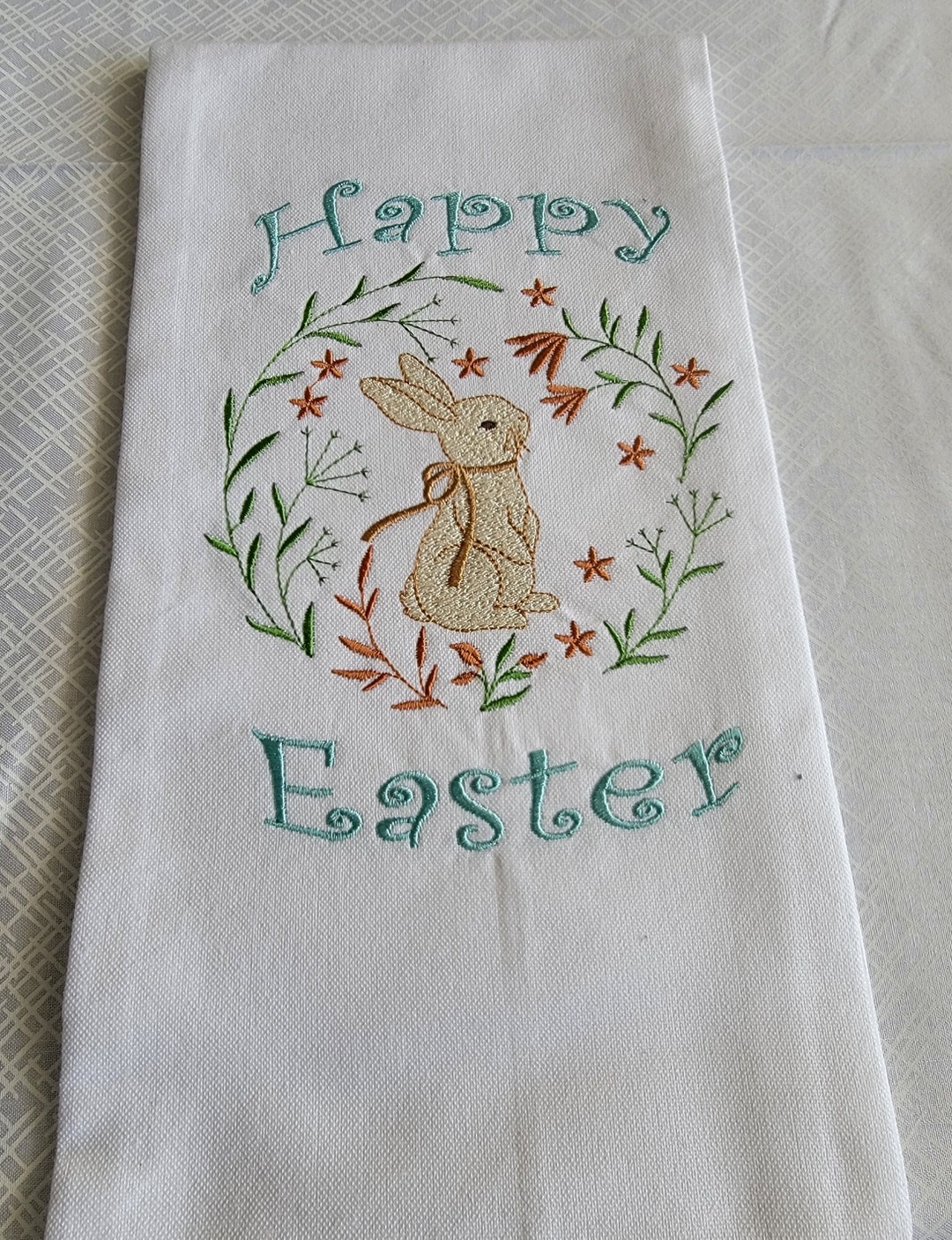 Bunny Rabbit Embroidered Tea Towels, Easter Dish Towels - Etsy