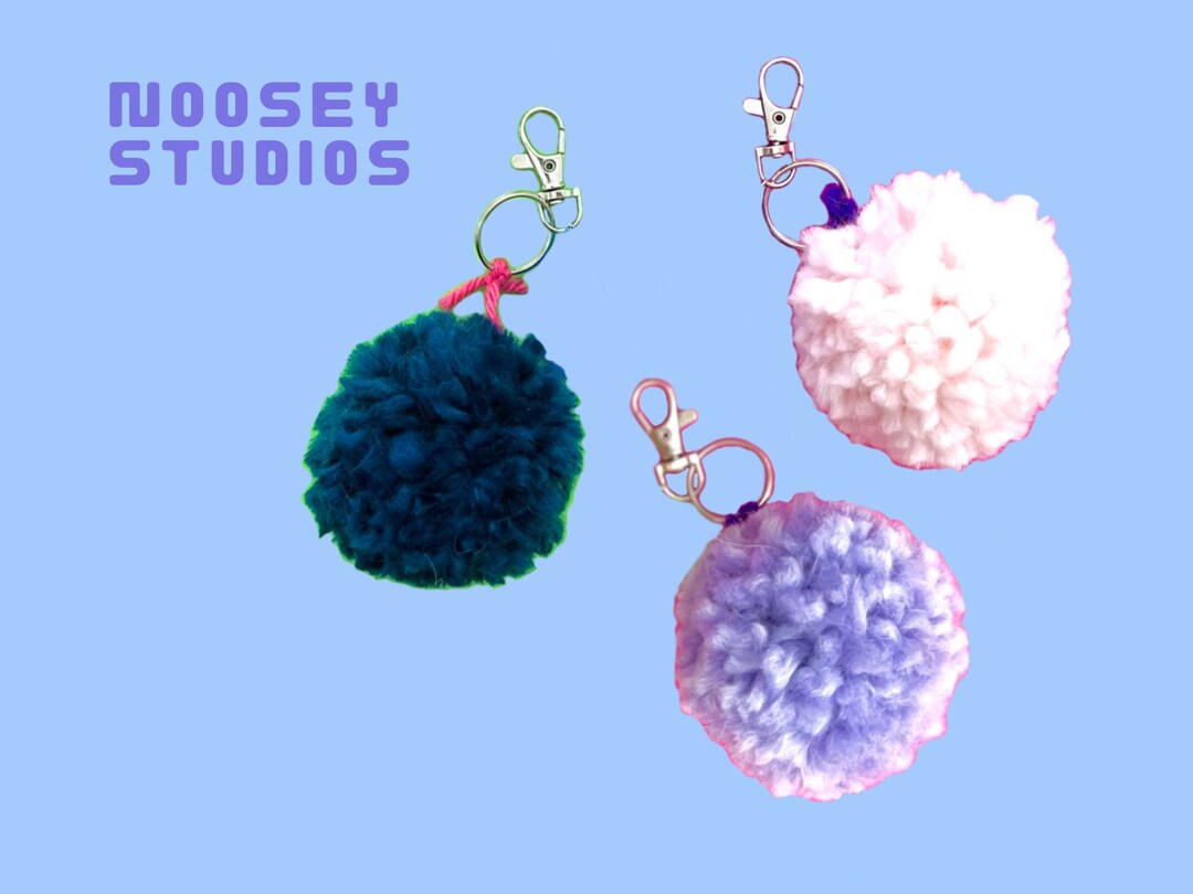 Puffball Keychain XL - Light Pink/lilac/navy - Etsy
