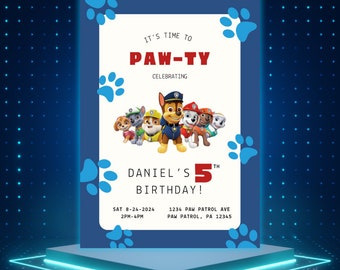 Paw Patrol Birthday Invitation, Paw Patrol Birthday Invite, Digital Paw Patrol Template, Kids Birthday Invite, Customizable Pawty Template