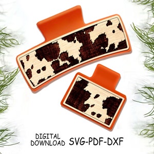 Cow SVG Hair Clip PDF Engraved Laser Cut File Digital Download Commercial Use